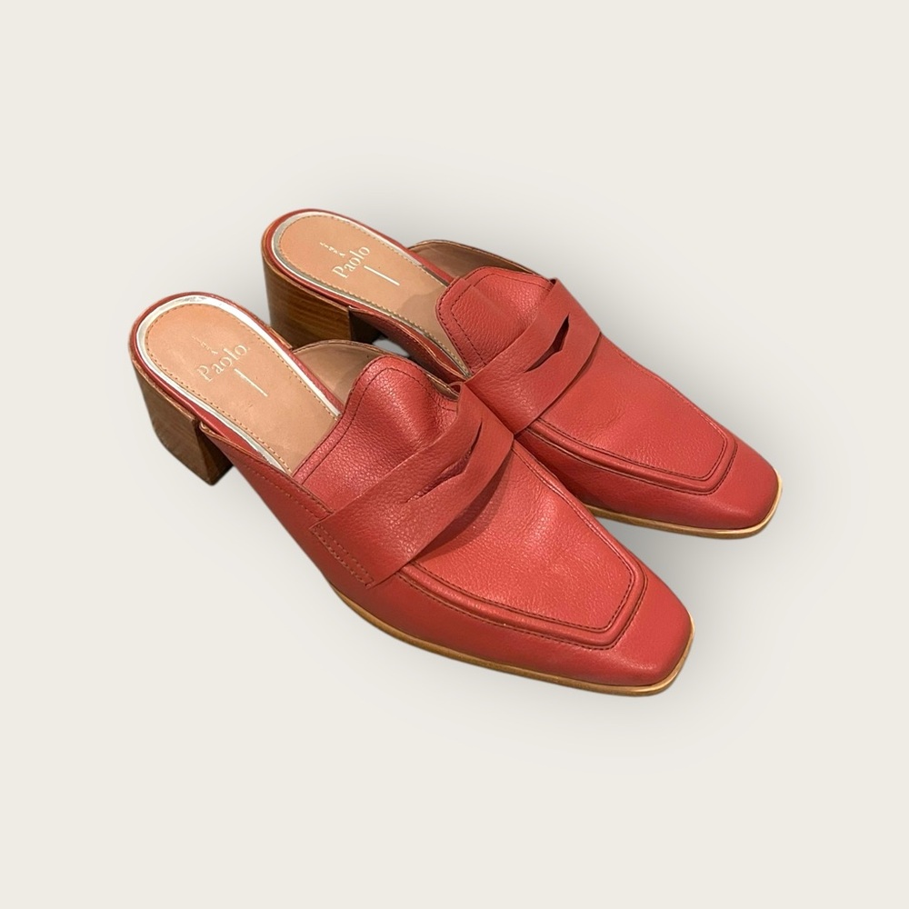 LINEA PAOLO - CORAL LEATHER HEELED CLOGS (W)